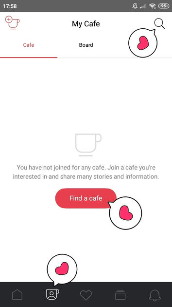 6. Back in the app, go to cafe tab